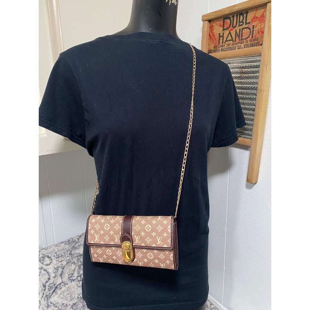 Louis Vuitton Sepia Monogram Idylle Canvas Sarah Wallet with Chain Strap - Picture 1 of 11